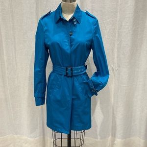 Waterproof blue raincoat. Size 4 (42 Italian) Made in Italy. Gently used